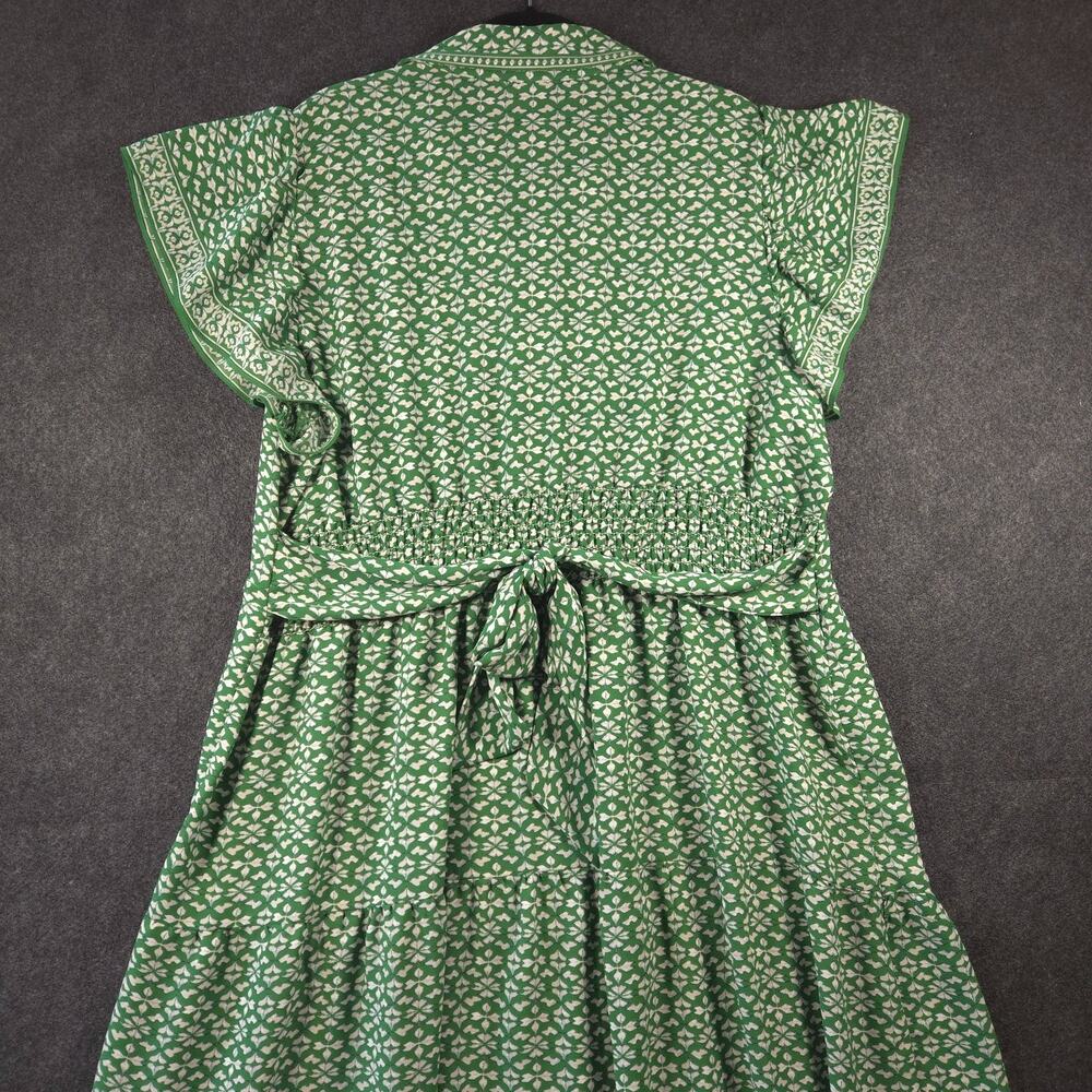 Max Studio Tiered Dress Femme 1X Green Flutter Sleeve Cottagecore Boho Casual - Picture 6 of 11